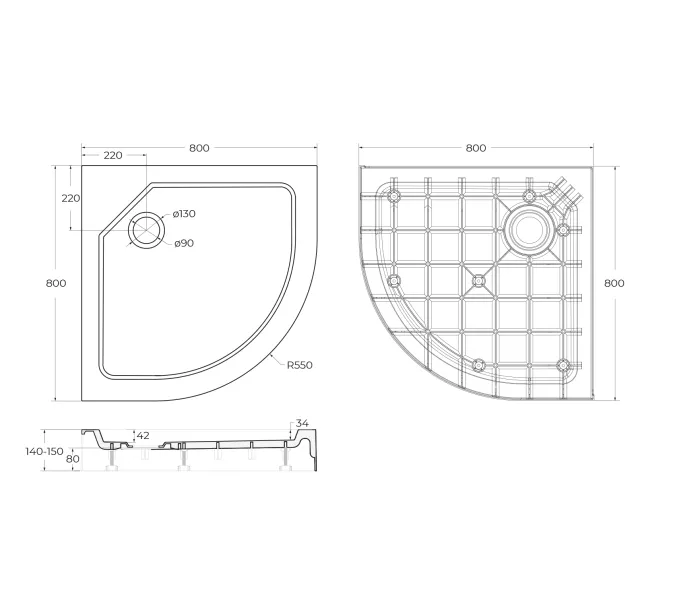 Поддон SMC CEZARES TRAY-SMC-R-80-550-150-W, изображение 2