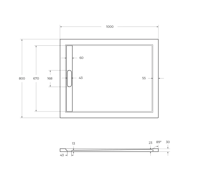 Поддон из искусственного мрамора CEZARES TRAY-AS-AH-30-W, Высота поддона: Низкий, Выбрать цвет: Белый, Выбрать размер: 100х80, изображение 3