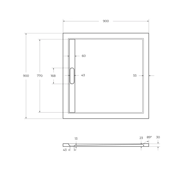 Поддон из искусственного мрамора CEZARES TRAY-AS-A-30-NERO, Высота поддона: Низкий, Выбрать цвет: Черный матовый, Выбрать размер: 90х90, изображение 3