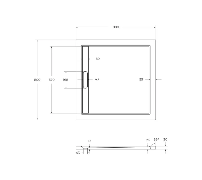 Поддон из искусственного мрамора CEZARES TRAY-AS-A-30-W, Высота поддона: Низкий, Выбрать цвет: Белый, Выбрать размер: 80х80, изображение 3