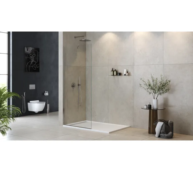 Душевая перегородка универсальная LIBERTA-L-1-TB-C-Cr, Цвет стекла: прозрачное, Цвет профиля: Хром, Выбрать размер: 100, изображение 3