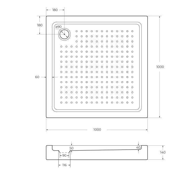 Акриловый поддон CEZARES TRAY-A-A-100-15-W0 без сифона, изображение 2