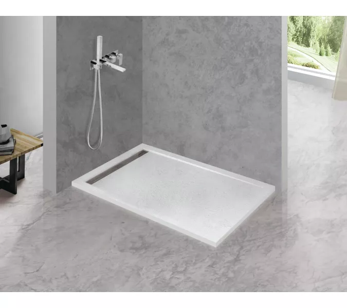 Поддон из искусственного мрамора CEZARES TRAY-AS-AH-30-W, Высота поддона: Низкий, Выбрать цвет: Белый, Выбрать размер: 100х80