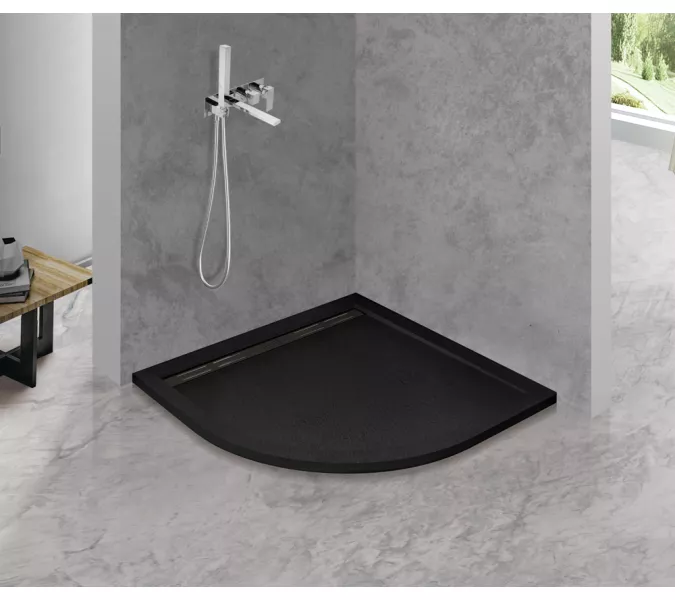 Поддон из искусственного мрамора CEZARES TRAY-AS-R-90-30-NERO, Высота поддона: Низкий, Выбрать цвет: чёрный матовый, Выбрать размер: 90х90