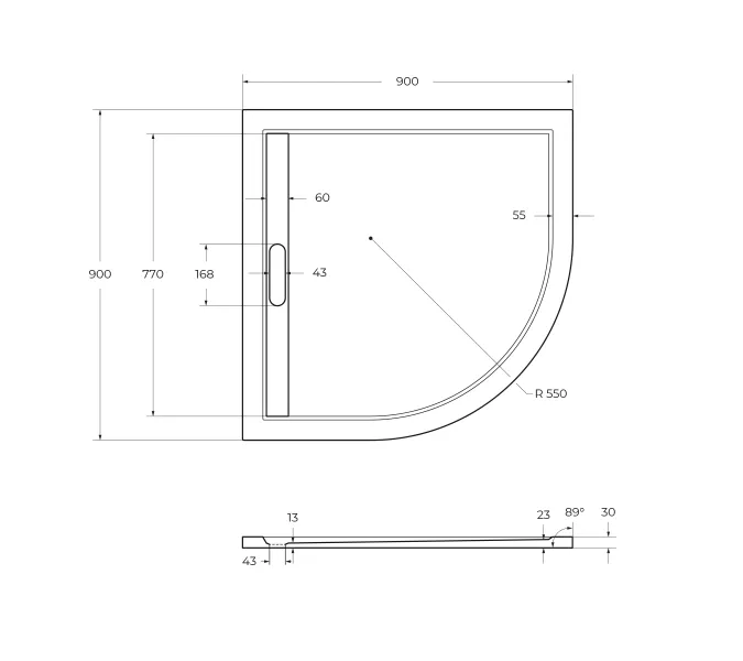Поддон из искусственного мрамора CEZARES TRAY-AS-R-90-30-NERO, Высота поддона: Низкий, Выбрать цвет: чёрный матовый, Выбрать размер: 90х90, изображение 3