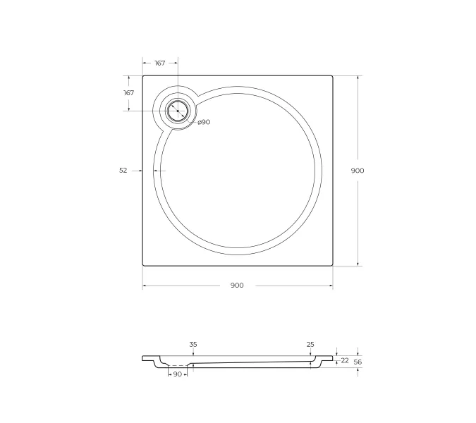 Поддон из искусственного мрамора CEZARES TRAY-S-A-90-56-W, изображение 2