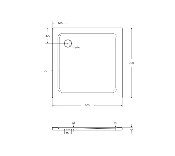 Поддон SMC CEZARES TRAY-M-A-90-35-W, Выбрать размер: 90х90, изображение 4