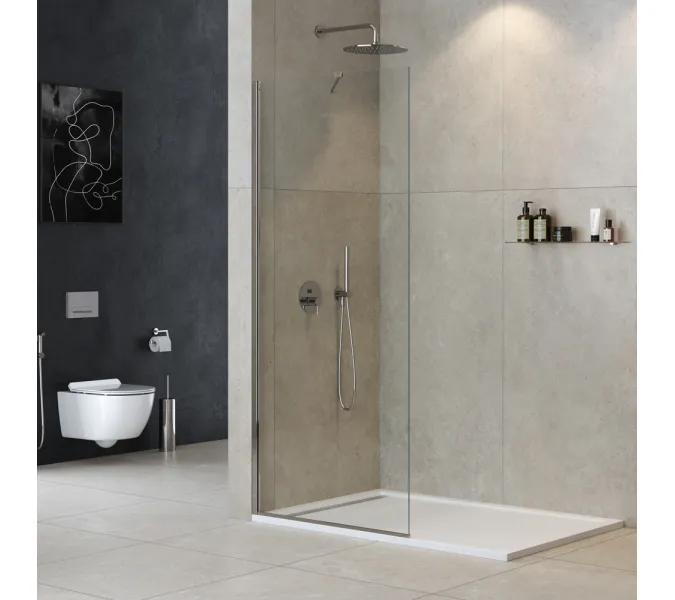 Душевая перегородка универсальная LIBERTA-L-1-TB-C-Cr, Цвет стекла: прозрачное, Цвет профиля: Хром, Выбрать размер: 100