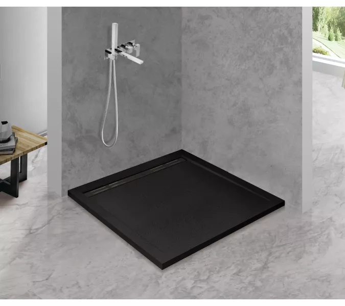 Поддон из искусственного мрамора CEZARES TRAY-AS-A-30-NERO, Высота поддона: Низкий, Выбрать цвет: Черный матовый, Выбрать размер: 90х90