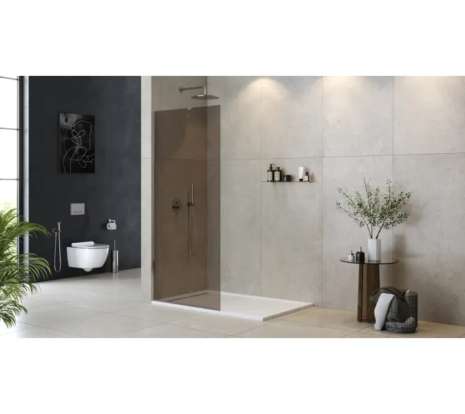 Душевая перегородка универсальная LIBERTA-L-1-TB-BR-Cr, Цвет стекла: бронза, Цвет профиля: Хром, Выбрать размер: 100, изображение 2