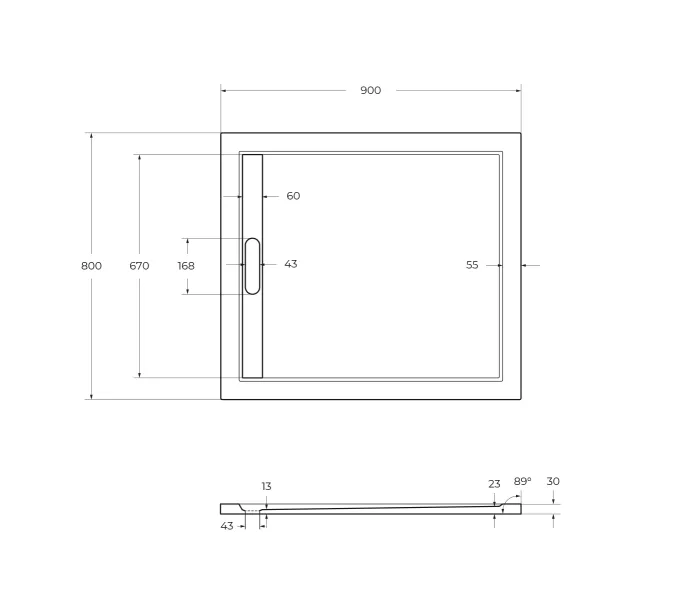Поддон из искусственного мрамора CEZARES TRAY-AS-AH-90/80-30-W  80х90, изображение 3