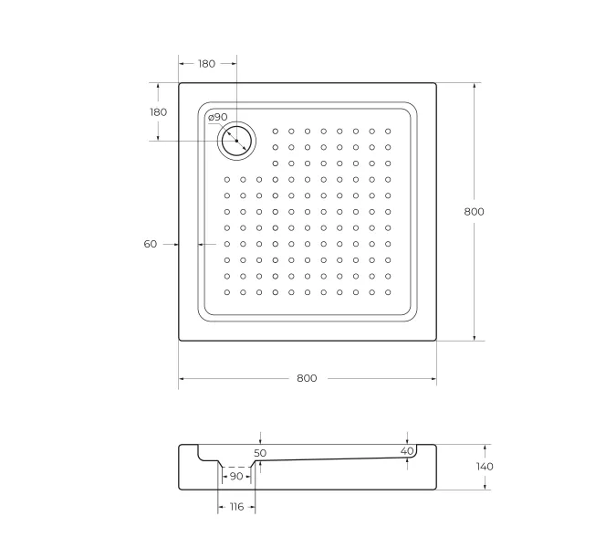 Акриловый поддон CEZARES TRAY-A-A-80-15-W, Высота поддона: Средний, Выбрать размер: 80х80, изображение 3