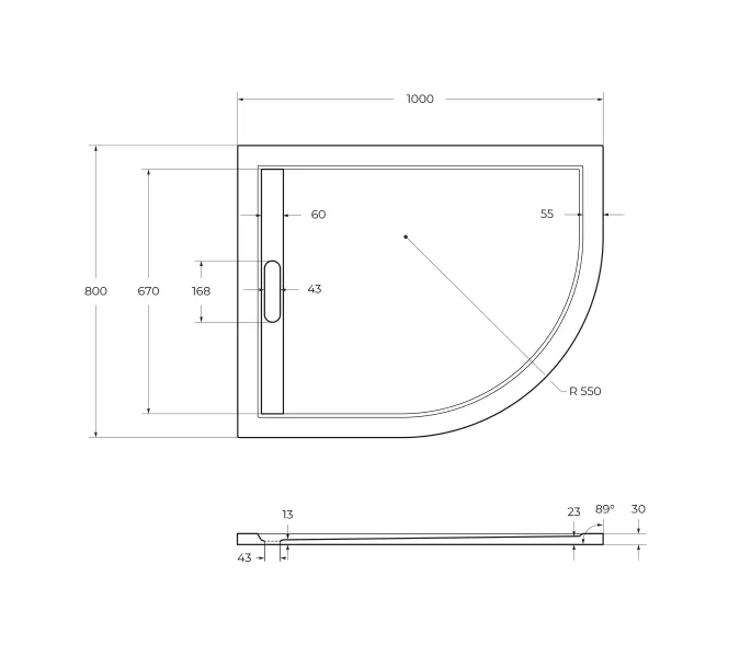 Поддон из искусственного мрамора CEZARES TRAY-AS-RH-30-W-L, Выбрать размер: 100х80, Ориентация: левая  , изображение 3