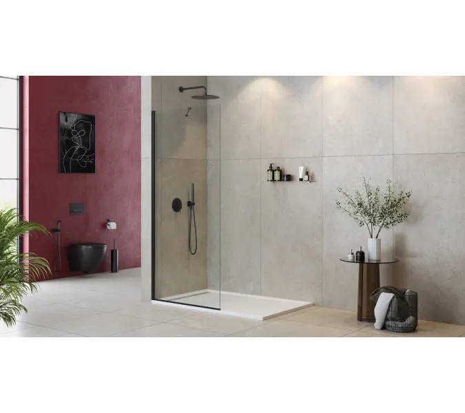 Душевая перегородка универсальная LIBERTA-L-1-TB-C-NERO, Цвет стекла: прозрачное, Цвет профиля: Черный, Выбрать размер: 100, изображение 3