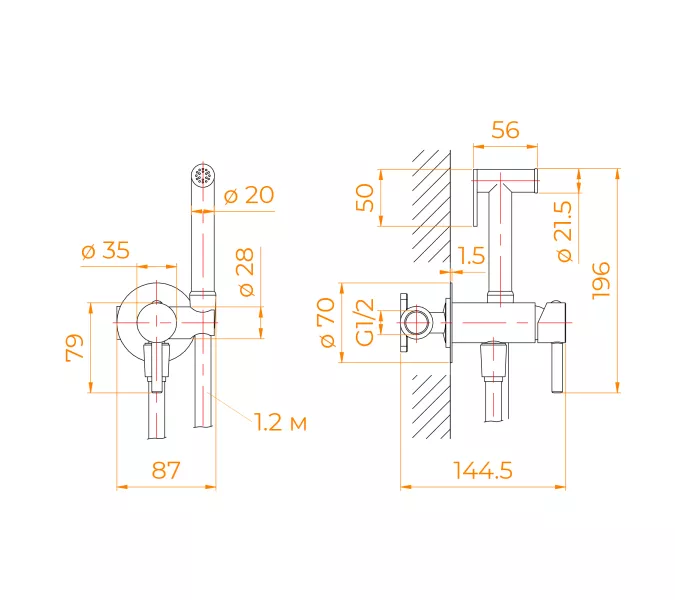 Гигиенический душ со смесителем RGW SP-211Gr, Выбрать цвет: Никель, изображение 2