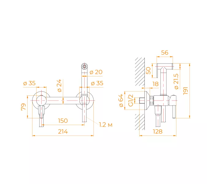 Гигиенический душ со смесителем RGW SP-215B, Выбрать цвет: Черный, изображение 2