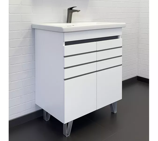 Тумба-умывальник Comforty Нарва-70-2 белый матовый с раковиной Como 70