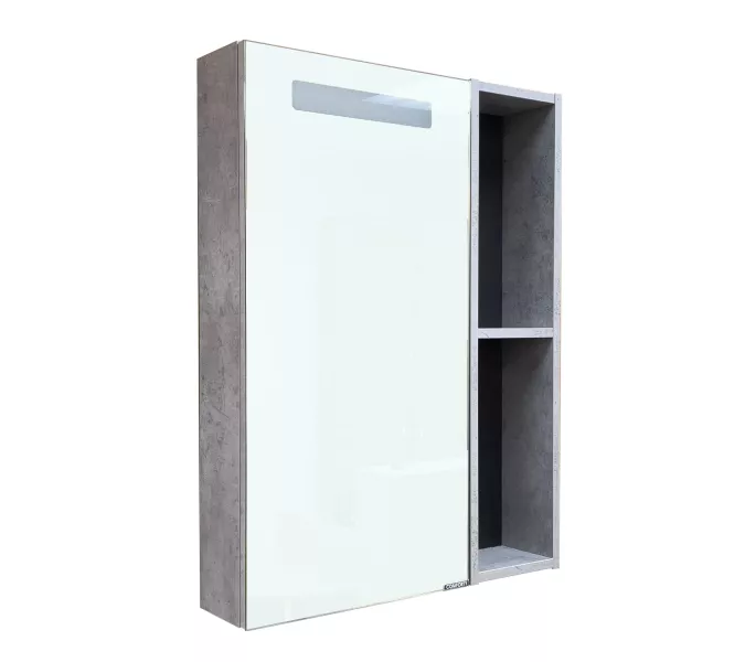 Зеркало-шкаф Comforty Франкфурт-60  бетон светлый, с LED подсветкой