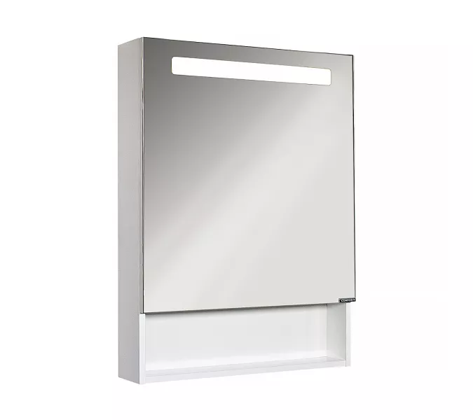 Зеркало-шкаф Comforty Никосия-60 LED-подсветка белый глянец, Выбрать цвет: Белый глянец