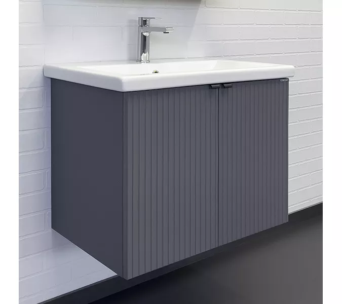 Подвесная тумба-умывальник Comforty Лима-70П антрацит с раковиной Como 70