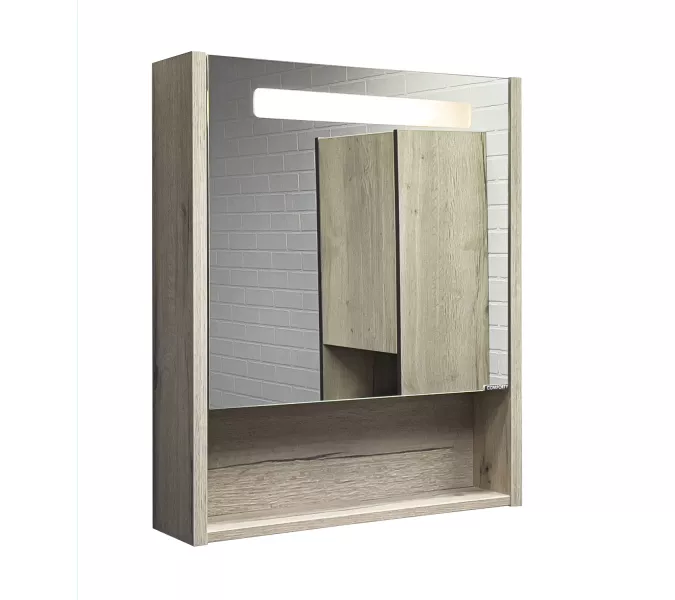 Зеркало-шкаф Comforty Марио-60 LED дуб дымчатый