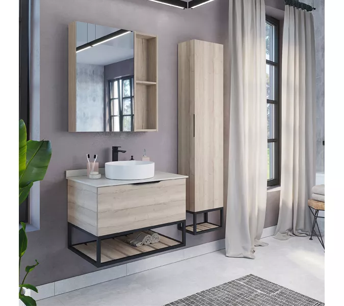 Шкаф-колонна Comforty Порто-35 дуб дымчатый, Выбрать цвет: Дуб дымчатый, изображение 6