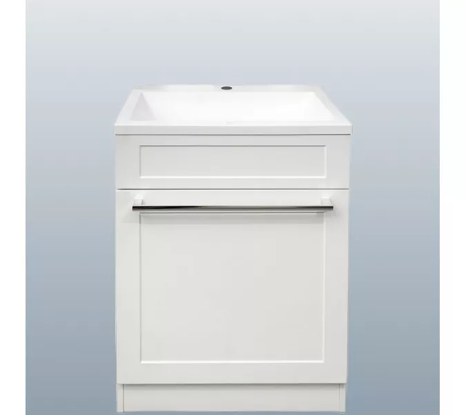 Тумба напольная ACWEN СОФИЯ 60  белая с раковиной Океан, ручки хром/черный, Внешний вид: ручка Хром, изображение 7