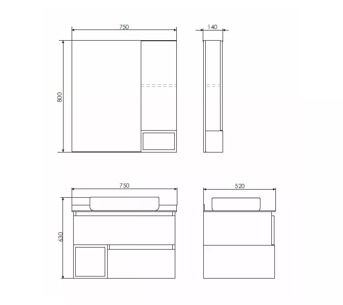 Тумба-умывальник Comforty Прага-75 дуб белый с графитовой столешницей с раковиной, Внешний вид: раковина Comforty T-Y9378, изображение 6