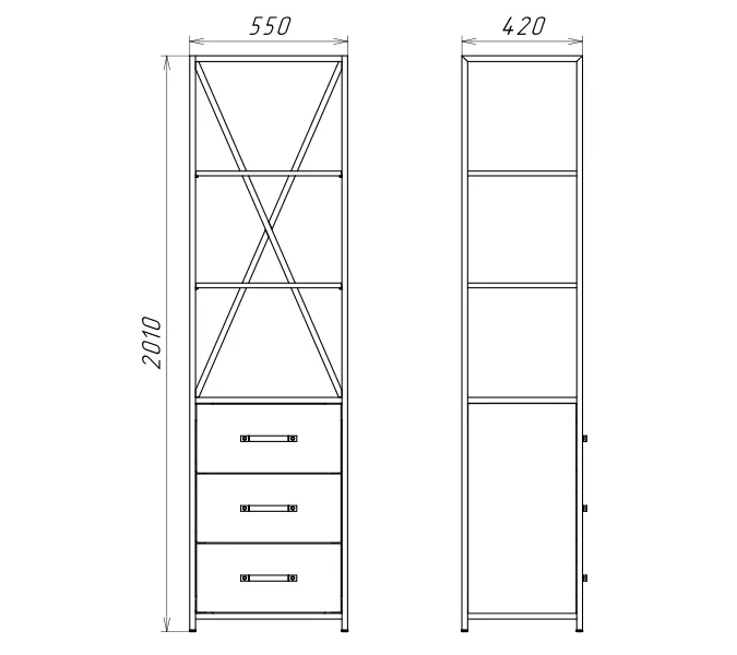 Шкаф-колонна Comforty 55 Лофт с выдвижными ящиками дуб тёмно-коричневый, изображение 4
