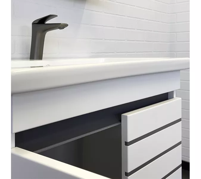 Тумба-умывальник Comforty Нарва-70-2 белый матовый с раковиной Como 70, изображение 5