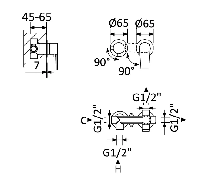 Встраиваемый смеситель для душа CEZARES NAUTIC-VDIM2-M-01, изображение 2