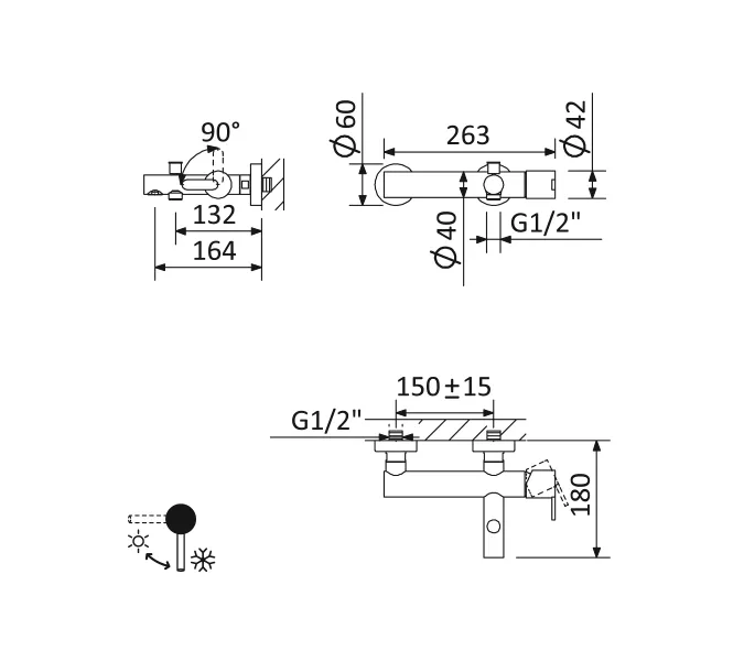 Смеситель для ванны и душа CEZARES LEAF-VD-L-01, изображение 5