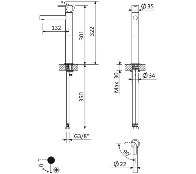 Смеситель для раковины CEZARES LEAF-LC1-L-01-W0, изображение 4