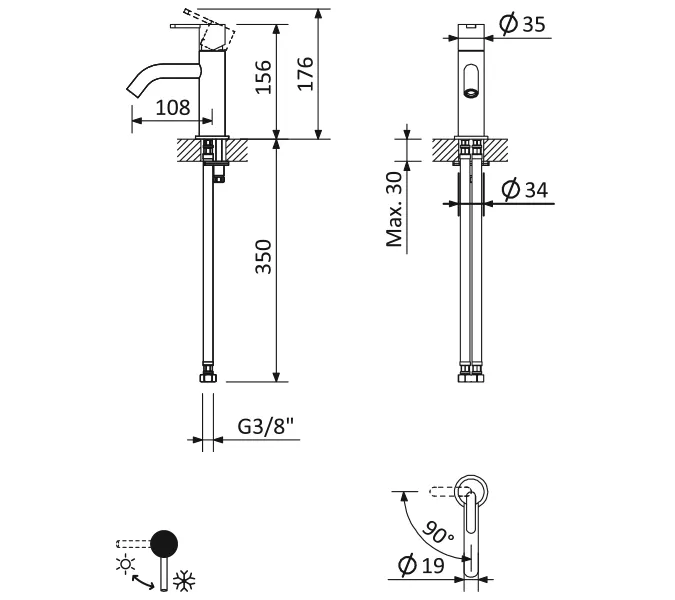 Смеситель для раковины CEZARES LEAF-LSM2-L-NOP, изображение 2