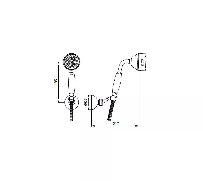Ручной душ со шлангом и держателем CEZARES CZR-KD-01-Bi, изображение 2