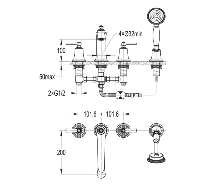 Смеситель на борт ванны CEZARES LIBERTY-F-BVD4-01, изображение 2