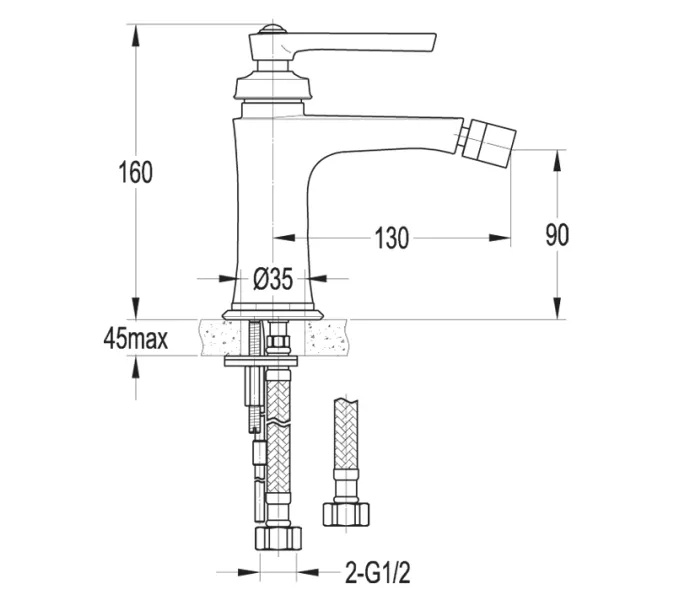 Смеситель на биде CEZARES LIBERTY-F-BS-01-W0, изображение 2