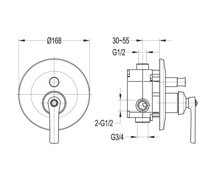 Встраиваемый смеситель для душа CEZARES LIBERTY-F-VDIM-01, изображение 2