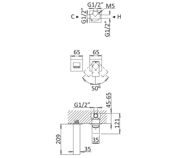 Смеситель для раковины CEZARES PORTA-BLI2-01-W0, изображение 2