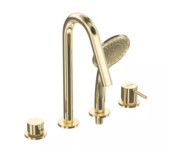 Смеситель на борт ванны CEZARES LEAF-BVDM4-L-SR, Выбрать цвет: Золото, изображение 2