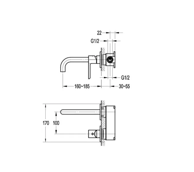 Смеситель для раковины CEZARES ECO-DI-01 встраиваемый, изображение 2