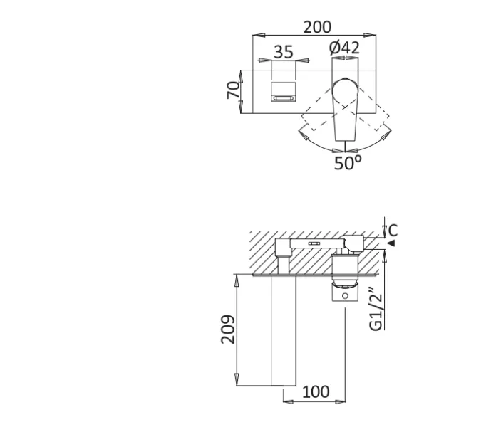 Встраиваемый смеситель для раковины CEZARES NAUTIC-BLI-BIO, изображение 2