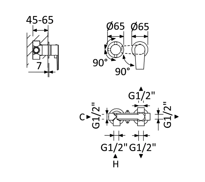 Встраиваемый смеситель для душа CEZARES NAUTIC-VDIM3-M-NOP, изображение 2