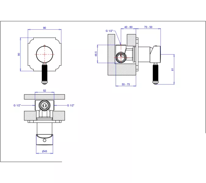 Смеситель для душа встраиваемый CEZARES OLIMP-DIM2-02-L, изображение 2