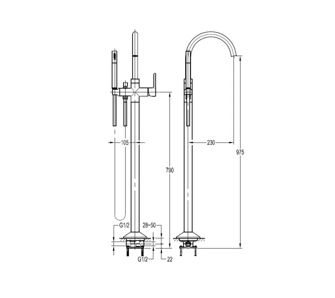 Напольный смеситель для ванны CEZARES ECO-VDP-NOP, изображение 3