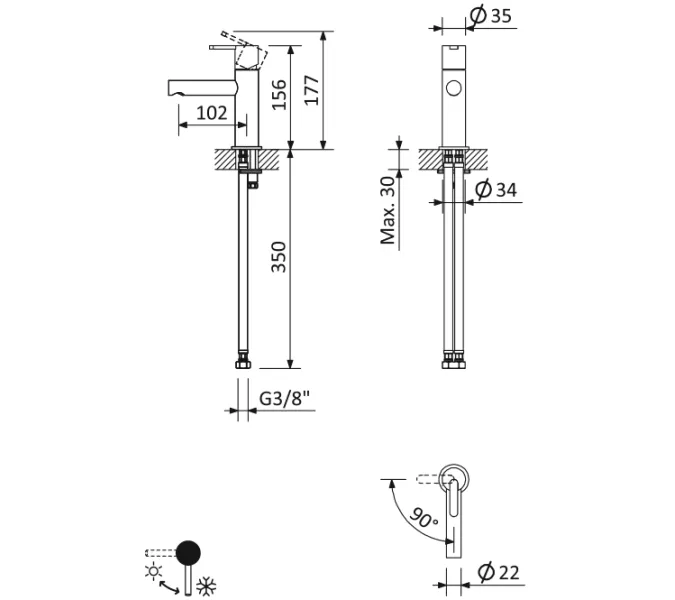 Смеситель для раковины CEZARES LEAF-LSM1-L-NOP, изображение 2