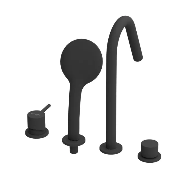 Смеситель на борт ванны CEZARES LEAF-BVDM4-L-NOP, Выбрать цвет: Черный, изображение 6