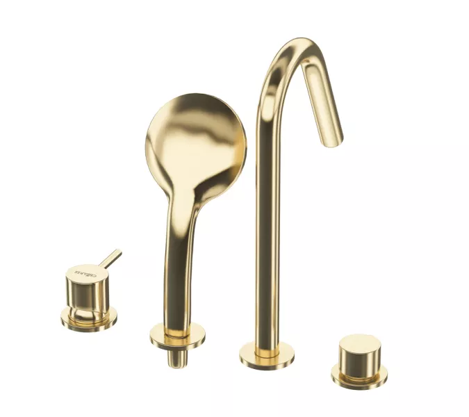 Смеситель на борт ванны CEZARES LEAF-BVDM4-L-SR, Выбрать цвет: Золото, изображение 6