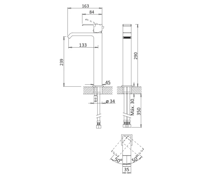 Смеситель для накладной раковины CEZARES PORTA-LC-01-W0, изображение 4