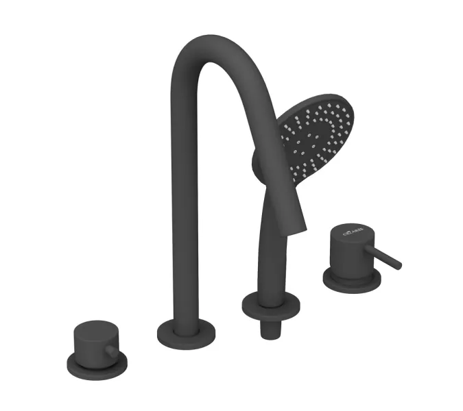 Смеситель на борт ванны CEZARES LEAF-BVDM4-L-NOP, Выбрать цвет: Черный, изображение 2